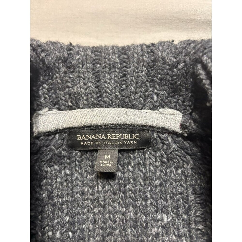 Banana Republic Toggle Cardigan Men M Wool Blend Chunky sweater Italian Gray - Picture 2 of 7